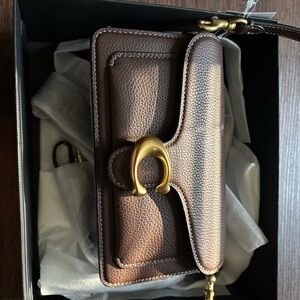 Brown Leather Wallet with Gold Accent